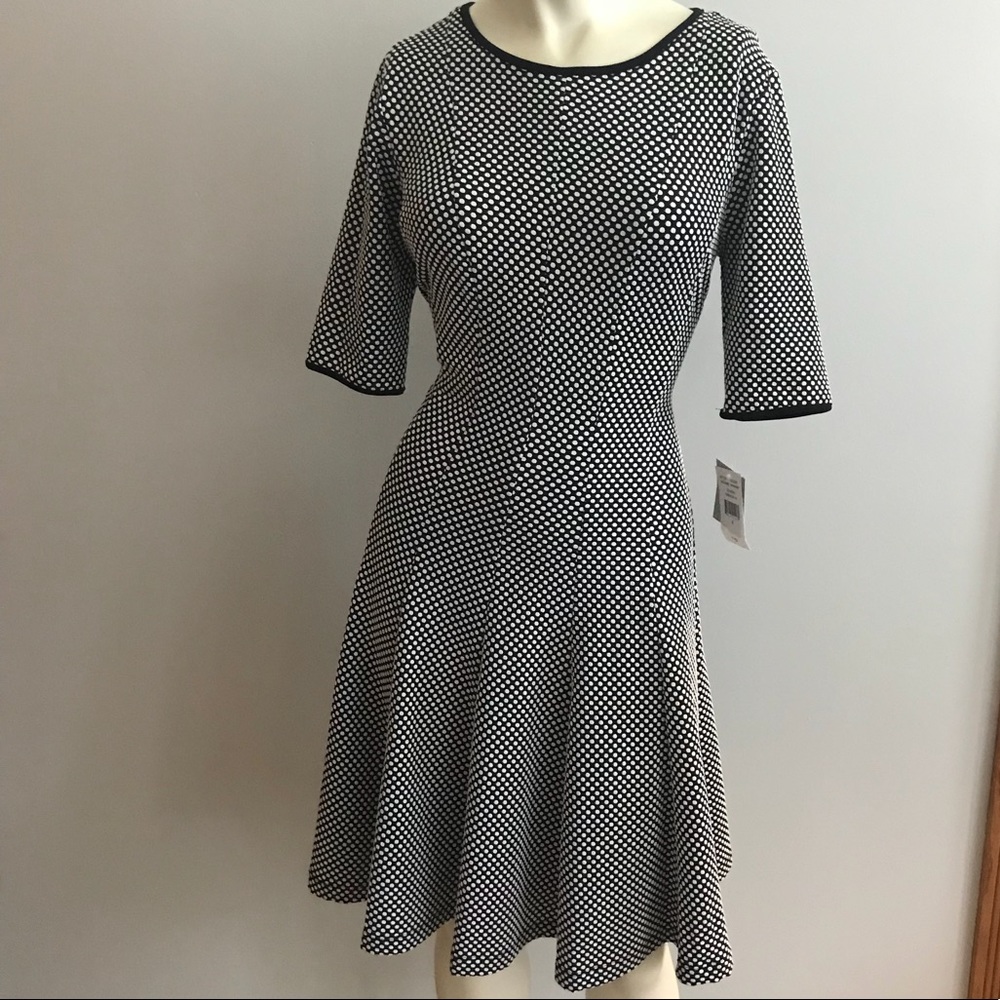NWT Danny and Nicole Black/White Polka Dot Dress